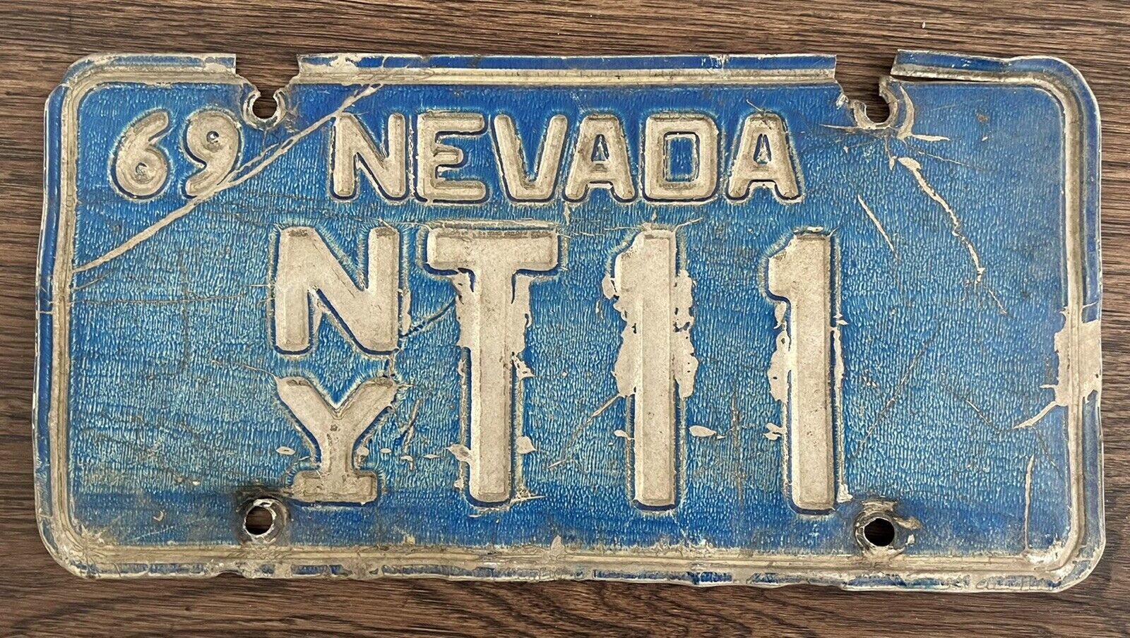 1969 Nyle County Truck Nevada Blue License Plate Low # 11