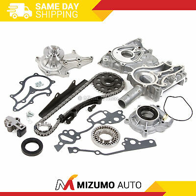Timing Chain Kit Cover W/ Steel Rail Oil Water Pump Fit Toyota 2.4 22re Pickup
