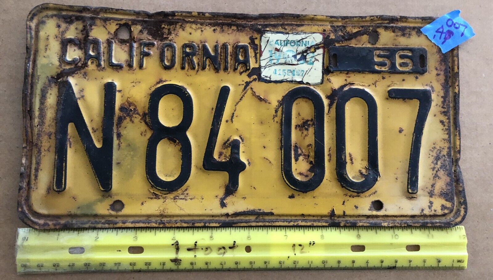 *license Plate, California, 1956, N84 007