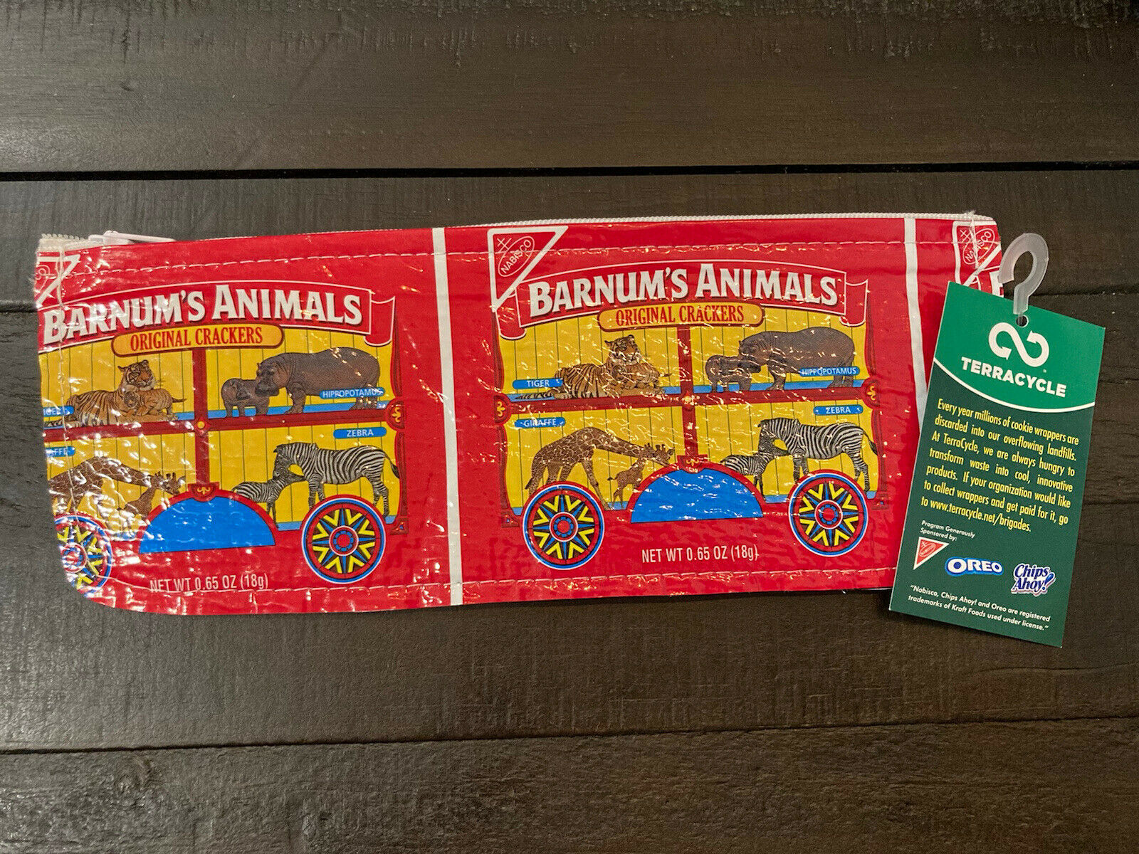 Terracycle Barnum’s Circus Animals Cookie Crackers Wrapper Pencil Case Pouch New