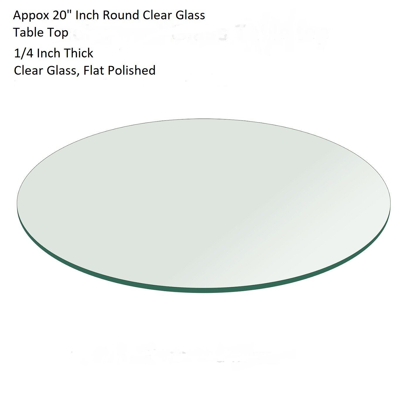 20" Approx. Round Flat Polished Edge Textured Glass Table Top 1/4" Thick