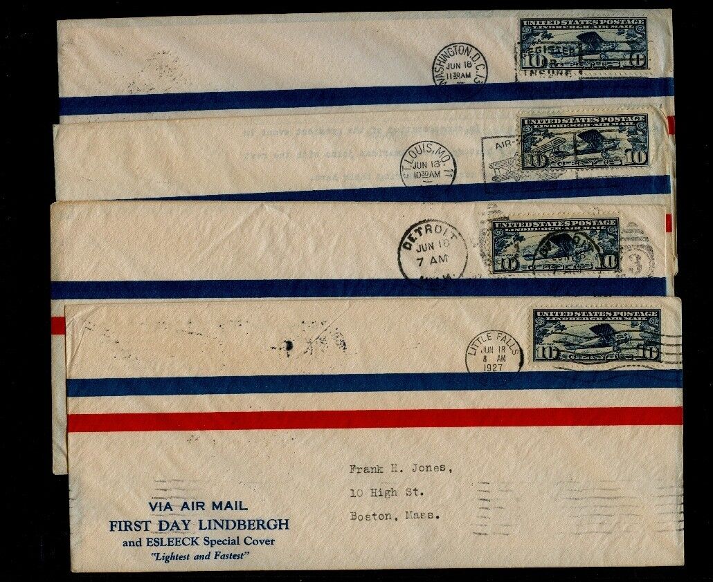 Scott# C10 Complete Set 4 Cities Esleek Cachet First Day Covers Superb Condition