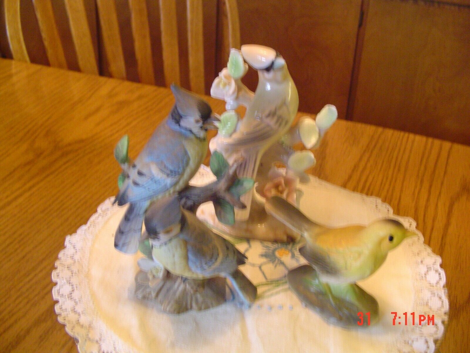 Vintage #6764 Blue-jay, Lefton Bluebird Ceramic Figurine & Napcoware Yellow Bird
