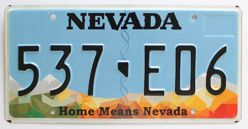 Home Means Nevada License Plate - Very Good Condition - (random Plate Number)