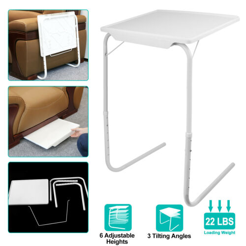 Portable Foldable Table Adjustable Tv Tray Laptop Desk Sofa Bed Side Dinner Tray