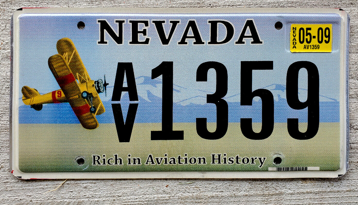 Nevada "rich In Aviation History" License Plate With A 2009 Sticker