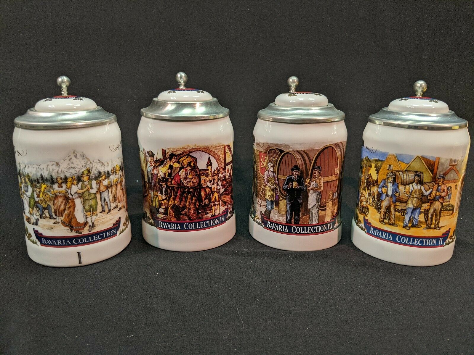 Stroh's Beer Stein Bavarian Complete Collectors Collection I, Ii, Iii, Iv