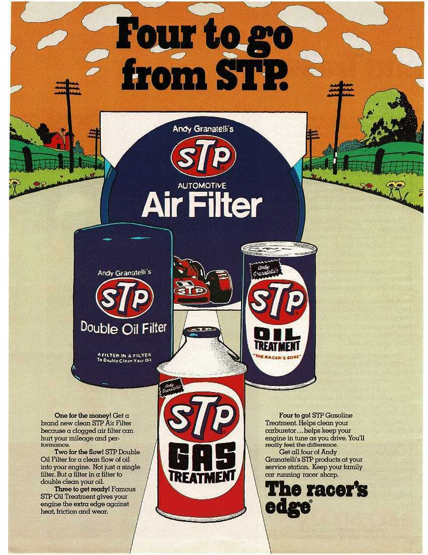 1973 Stp Oil Treatment Air Filters Vintage Print Ad