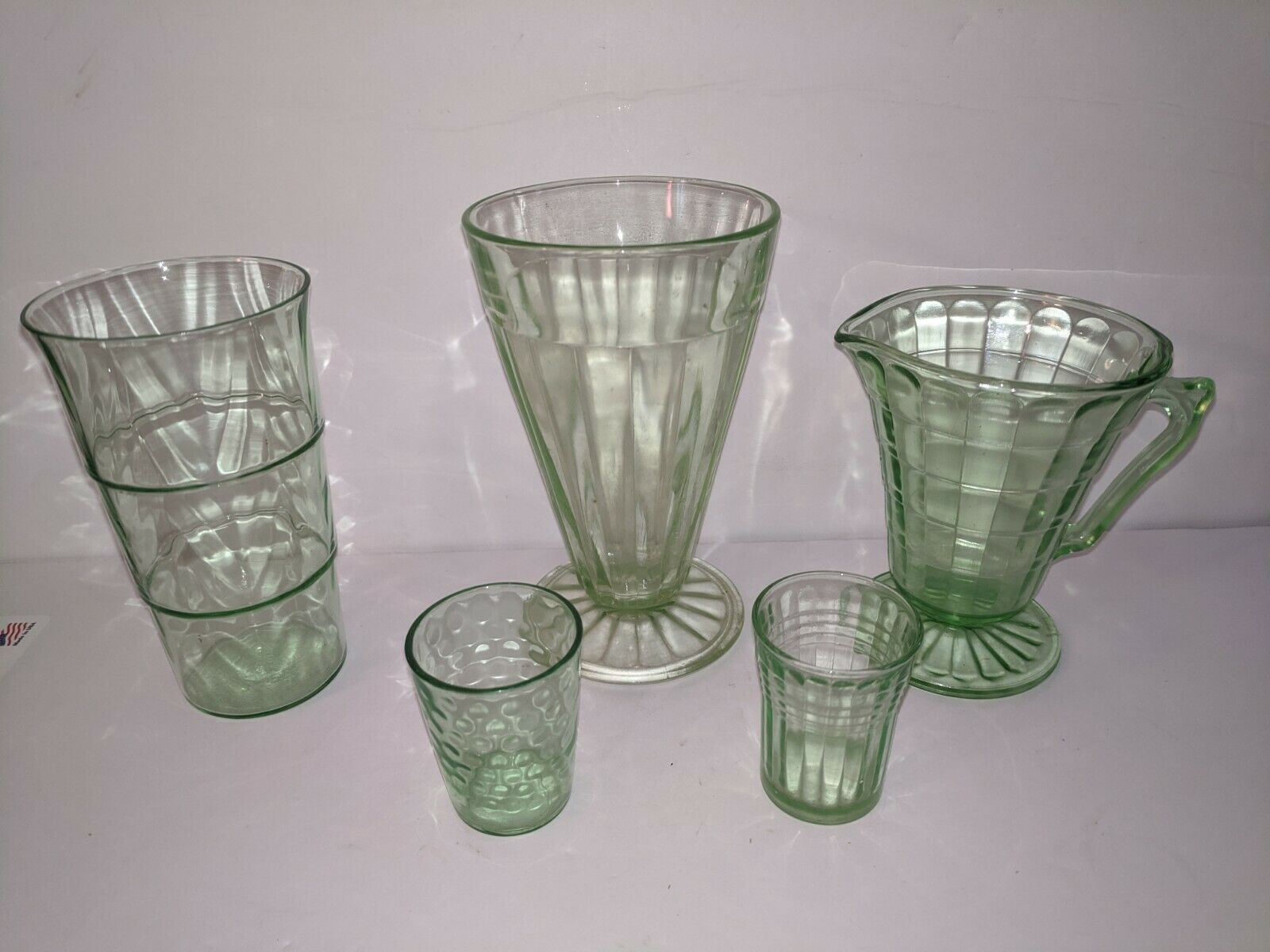 Mixed Lot Green Depression Glass Nice