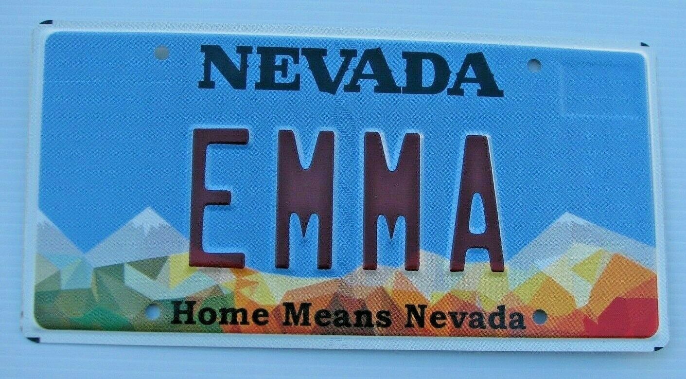 Home Means  Nevada Graphic  Vanity Auto License Plate  " Emma " Em Emily