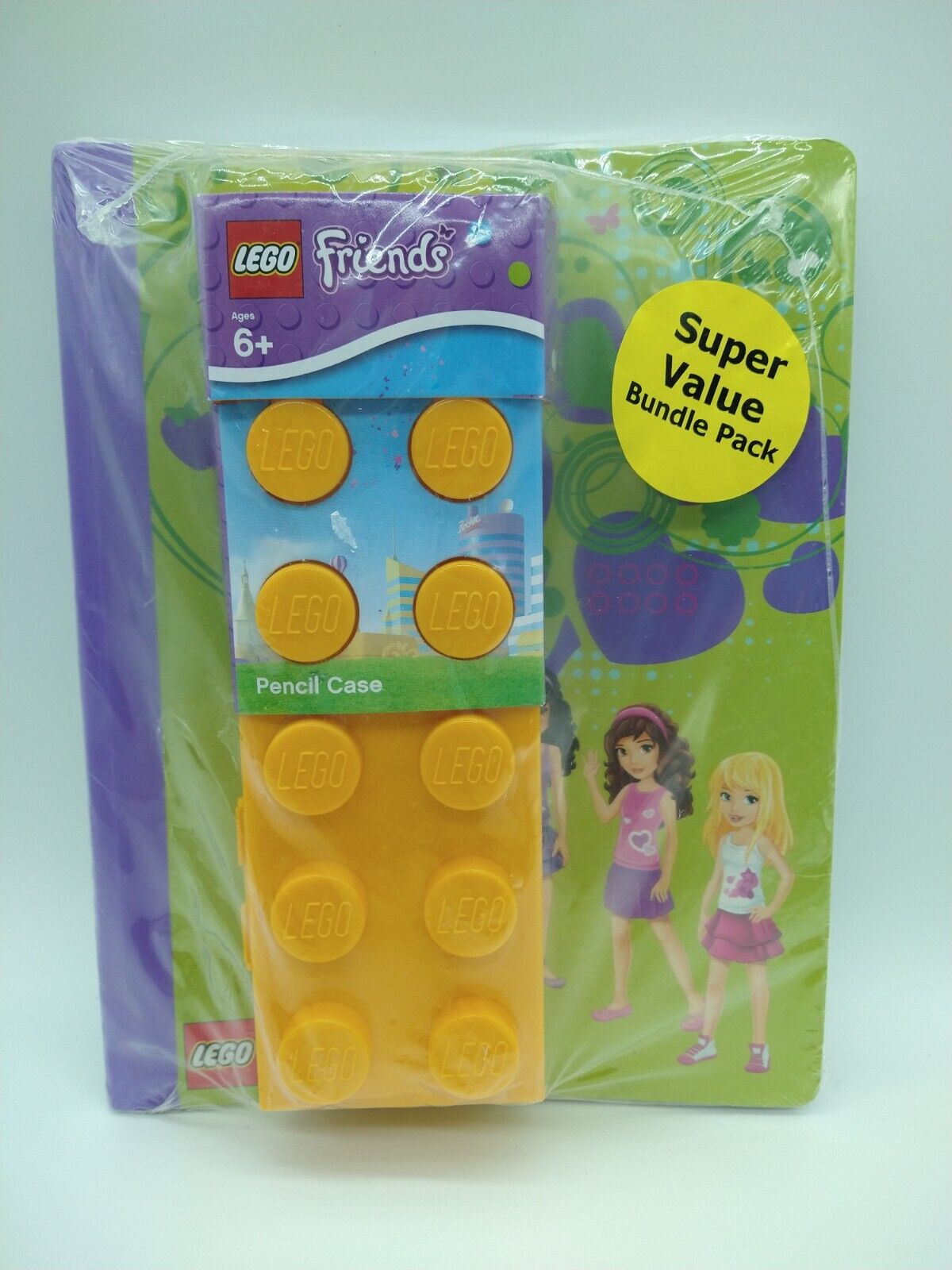 Lego Friends Notebook & Yellow Brick Shaped Pencil Case Yellow Free Ship