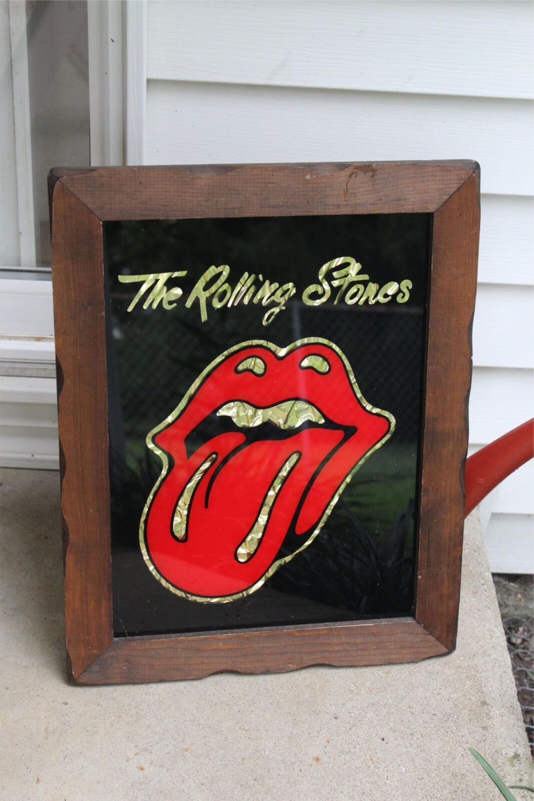 Vtg Rolling Stones Tongue Lips Logo Wall Hanging 19 X 15" Foiled 1980s Spencer