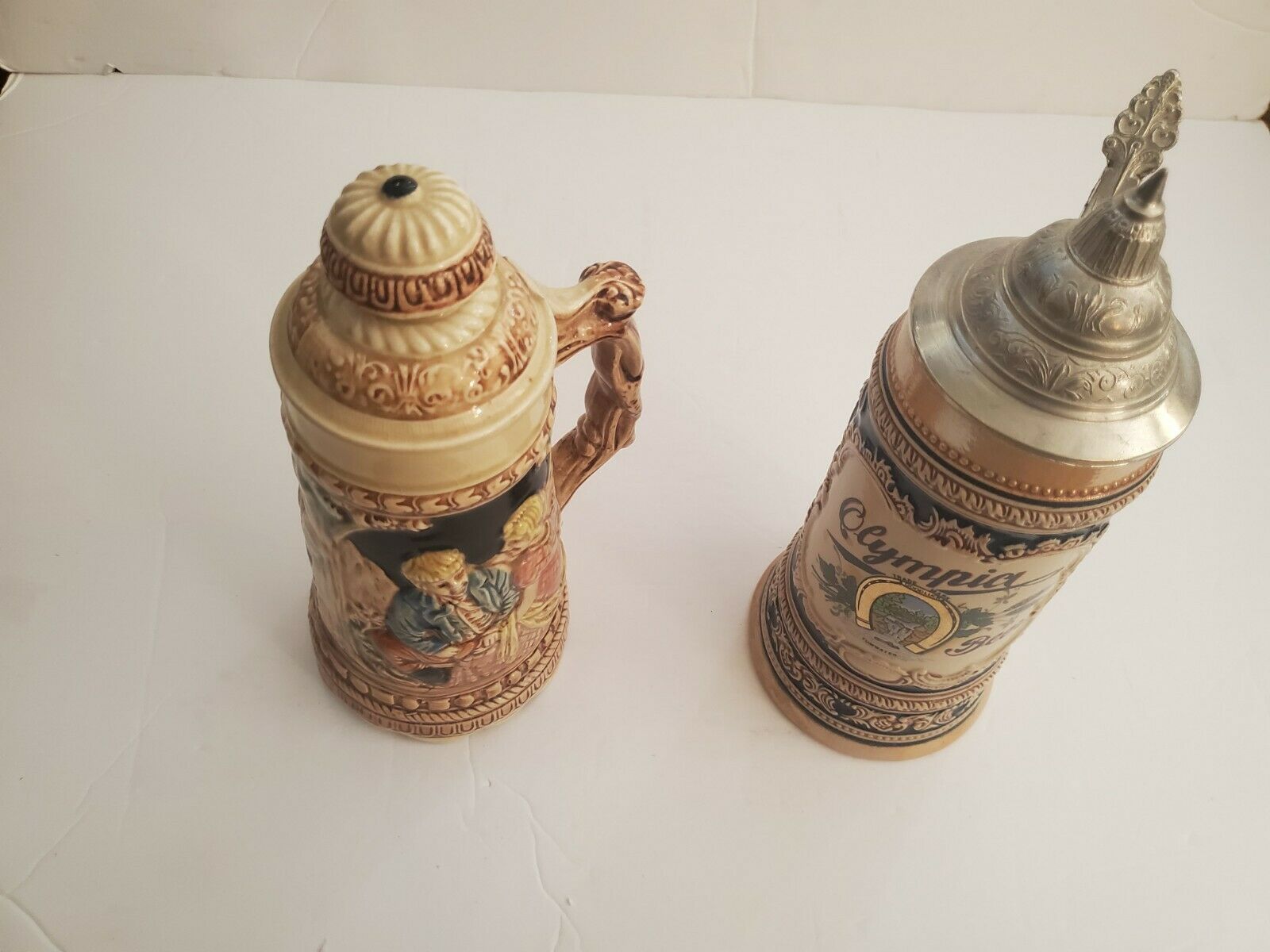 2 Steins Olympia Beer Lidded Stein And Music Box Stein
