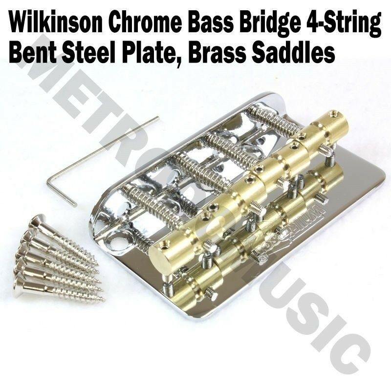 Wilkinson Chrome Bass Bridge Brass Saddles Steel Plate Precision Jazz Wbbc 4