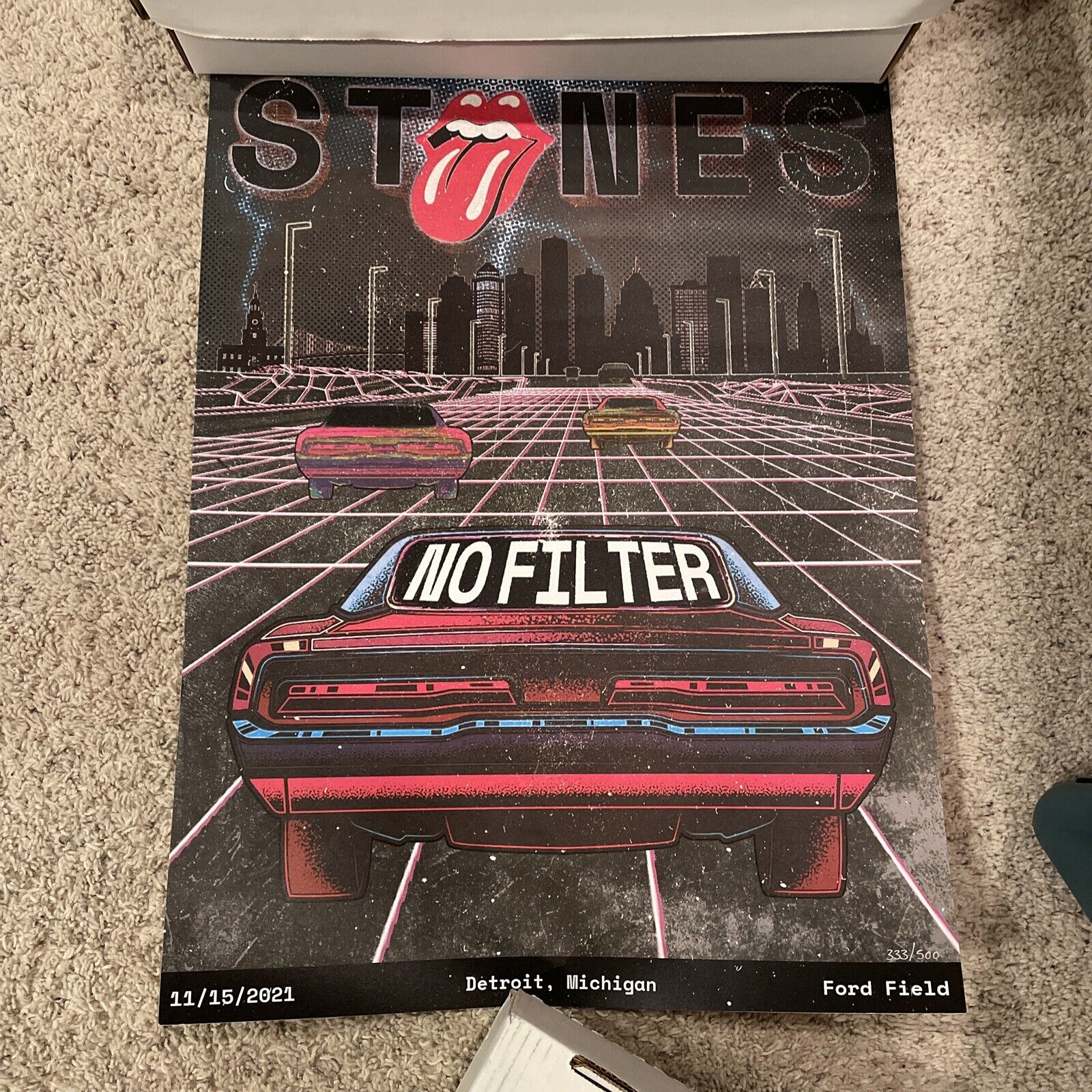 Rolling Stones No Filter Tour 2021 Detroit Michigan Lithograph Poster New