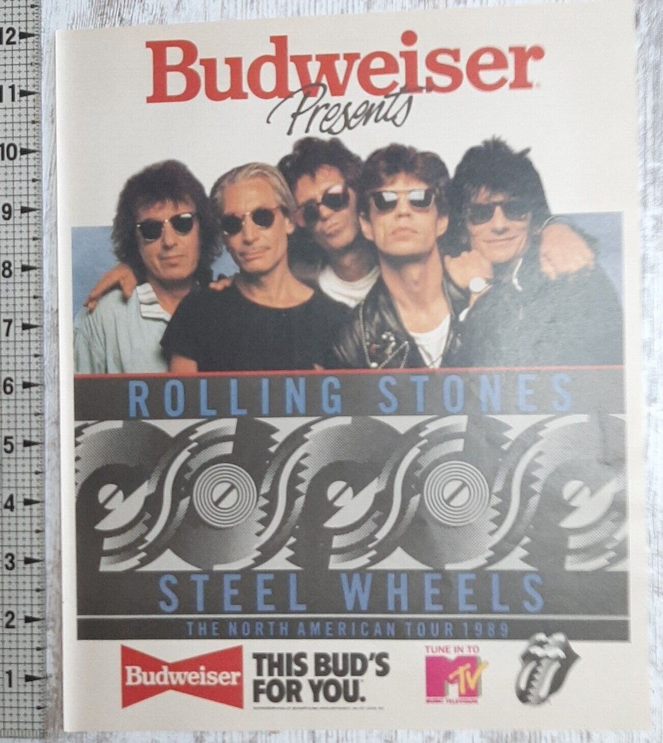 1989 Budweiser Vintage Print Ad Rolling Stones Steel Wheels Tour Mtv Bud America