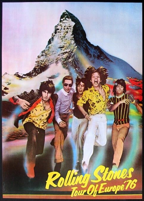 The Rolling Stones Mick Jagger 1976 Vintage Original European Tour Poster