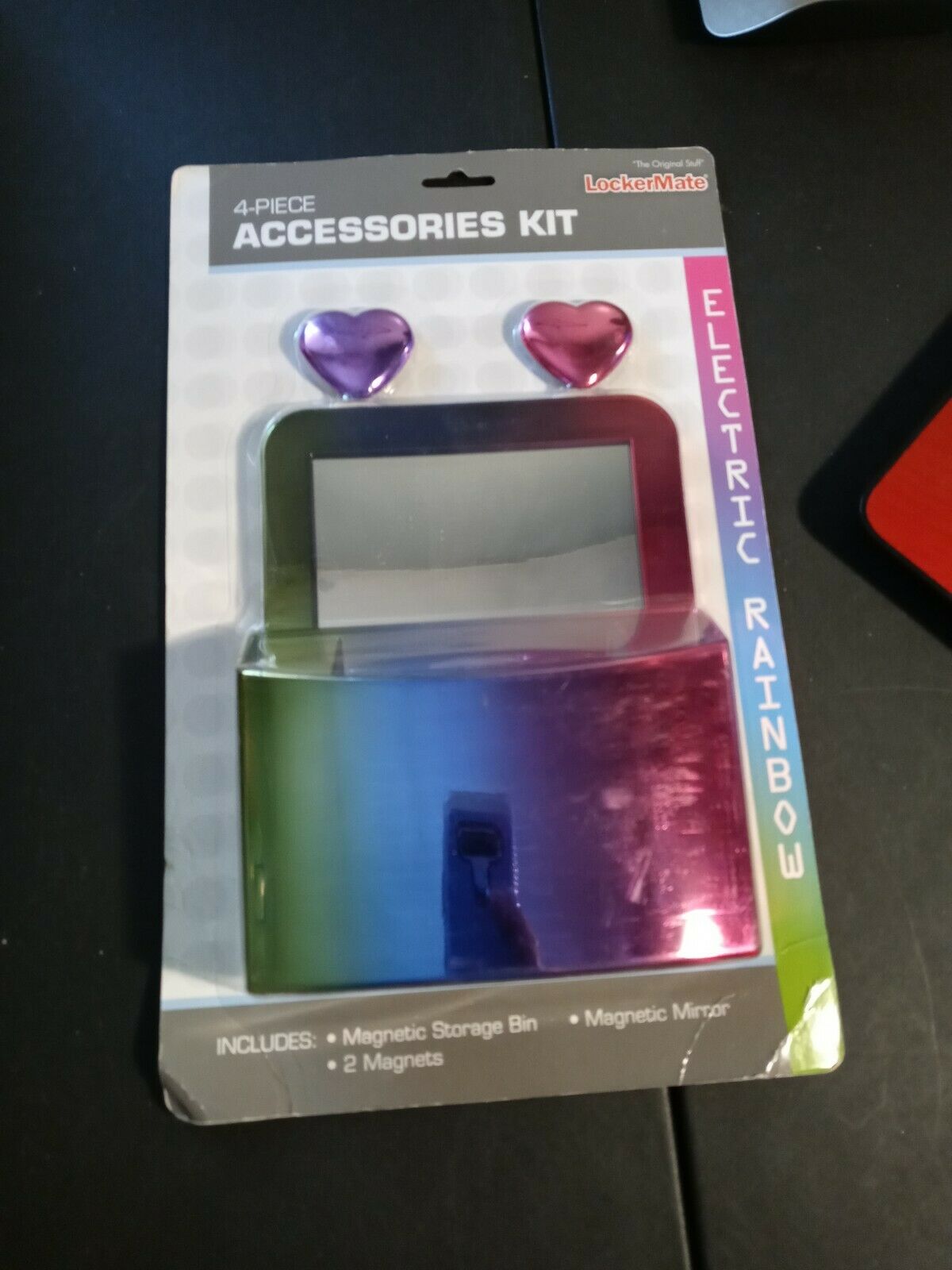 Lockermate Work School Locker 4 Pc Accessories Kit  Electric Rainbow Magnetic
