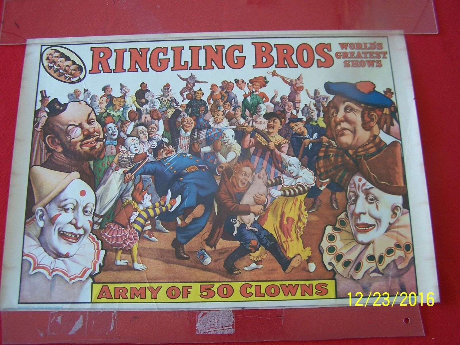 Ringling Bros  " Army Of 50 Clowns " Poster - Copyright 1960-circus World Museum