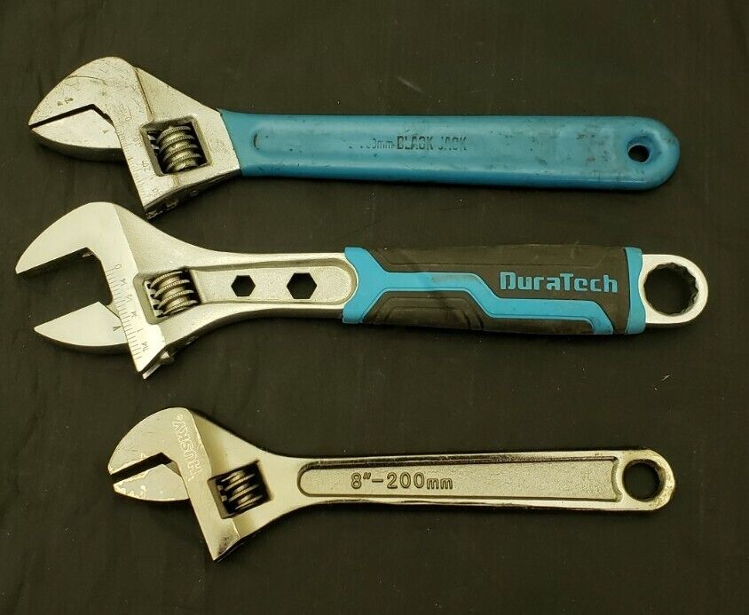 Adjustable 8" & 10" Wrench Set Lot Of 3 / Husky /  Duratech / Black Jack