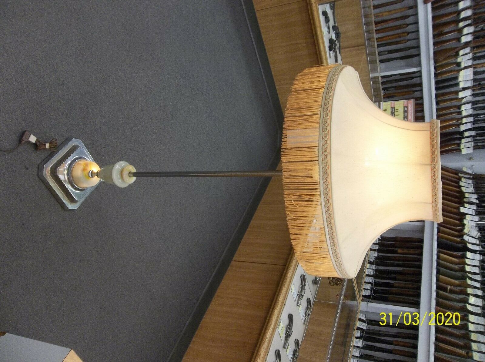 Vintage Houze Floor Lamp Slag / Oxblood Glass / Ornate Chrome 5 Bulb -  Works