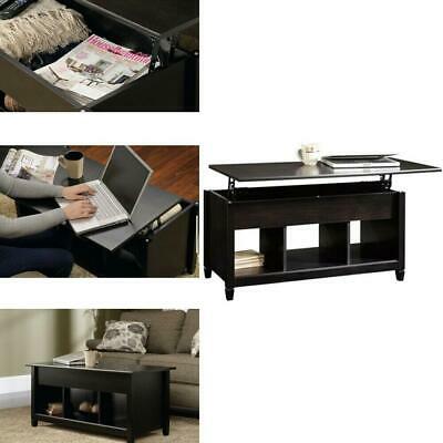 Lift Top Coffee Table W/ Hidden Compartment And Storage Shelves Modern Furniture