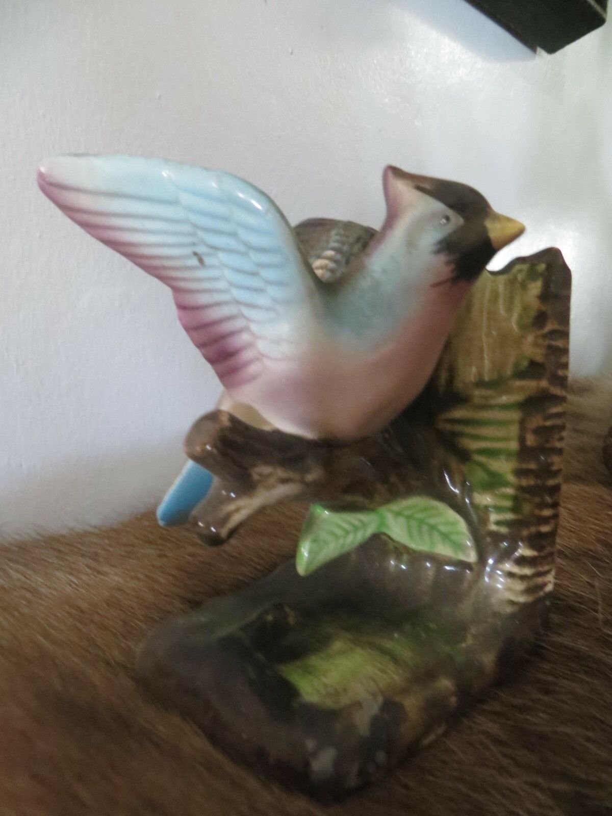 Colorful Ceramic Blue Jay Book End Figurine