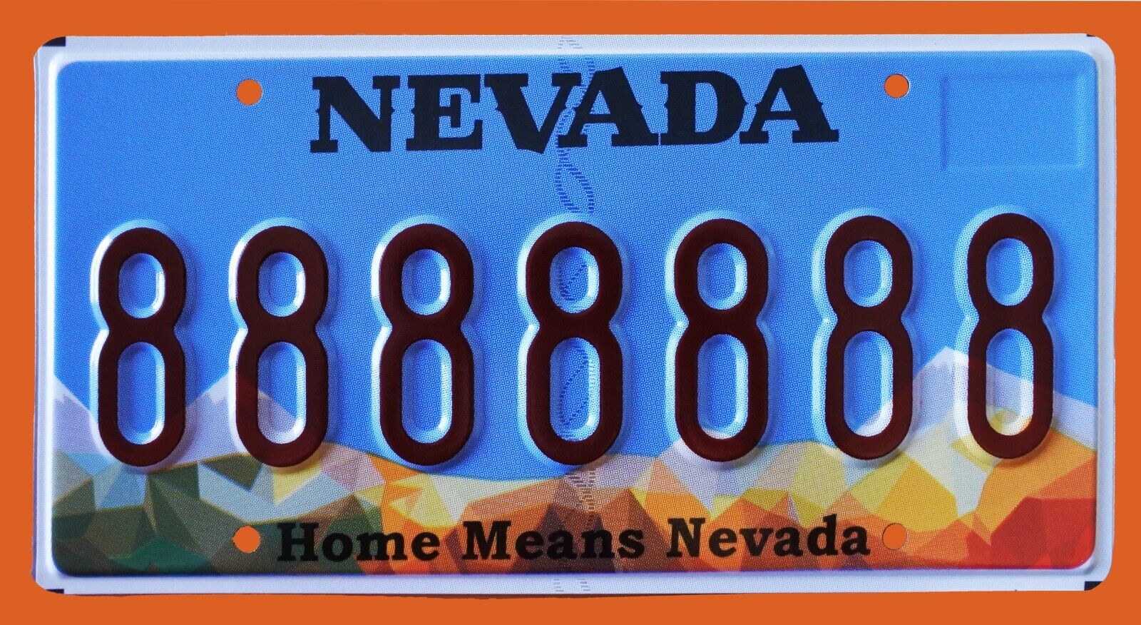 Home Means Nevada Vanity License Plate " 8888888 "