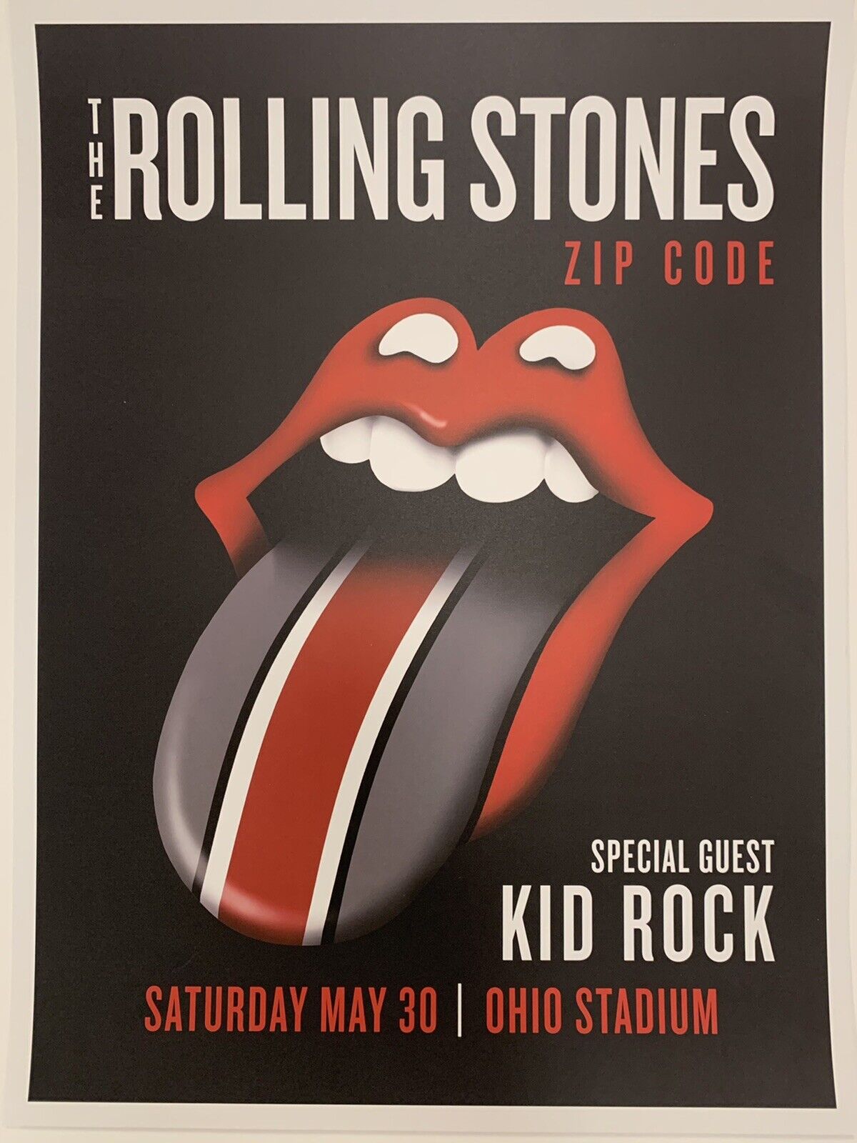 The Rolling Stones Zip Code Poster May 30 2015 Kid Rock Ohio State Buckeyes
