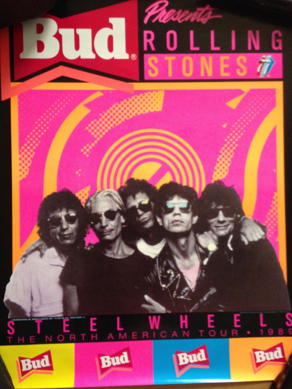 The Rolling Stones Steel Wheels Tour Poster 1989 Mick Jagger Charlie Watts Cd Lp