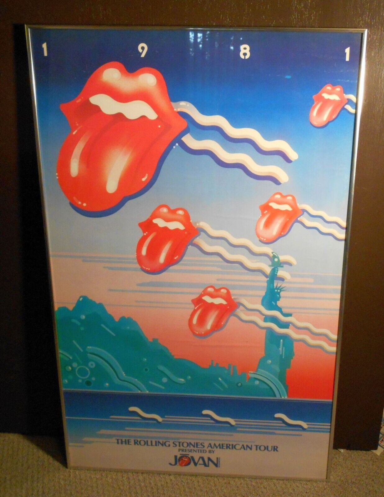 1981 Vintage Rolling Stones American Tour, Jovan Poster Custom Framed 24 X 36