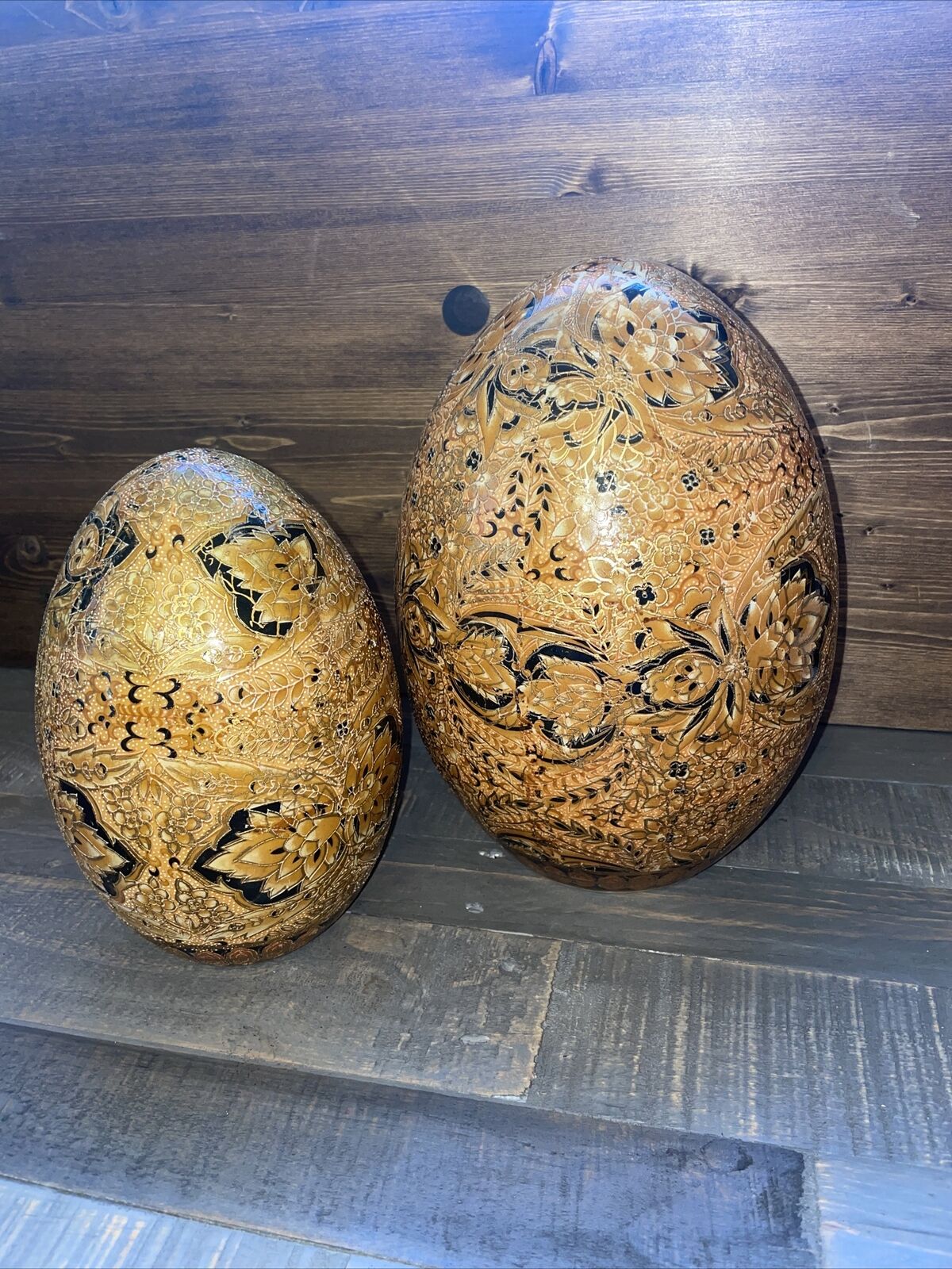 Two Large Antique Decorative Ceramic Eggs