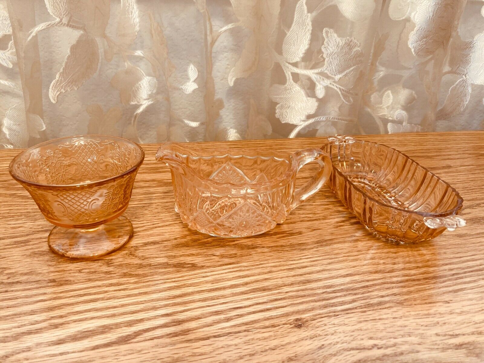 3 Pc. Vintage Depression Glass Pieces. Mixed Items