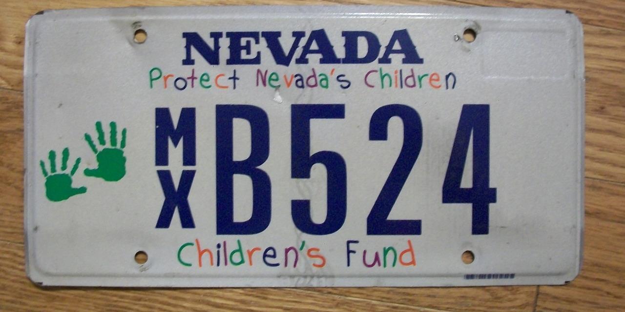 Single Nevada License Plate - Mxb524 - Protect Nevadas Children - Childrens Fund