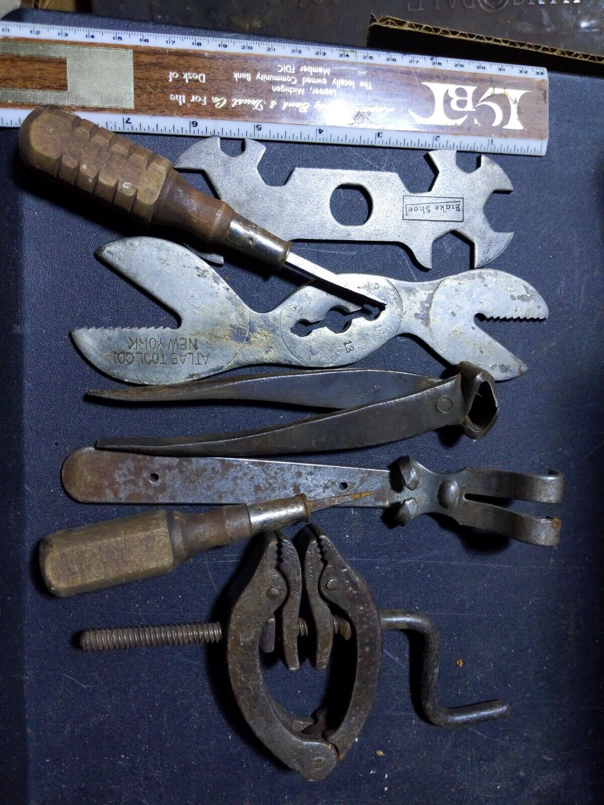 Antique Vintage Tool Screwdriver Wrenches Lot Atlas Brake Shoe Mac Fulton German