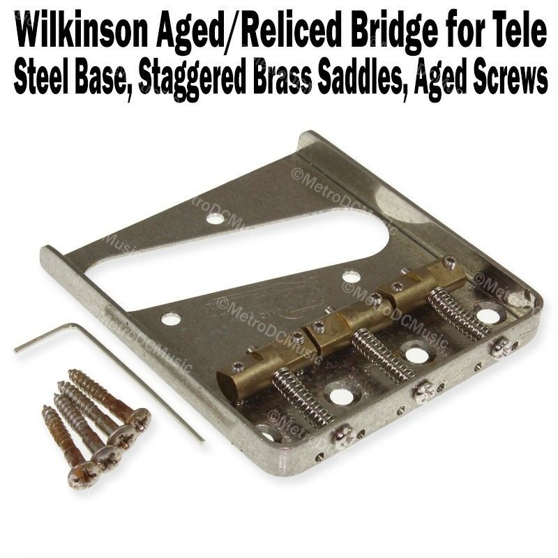 Wilkinson Aged Chrome Telecaster Bridge Brass Saddles Fender Tele Wtbcr Reliced